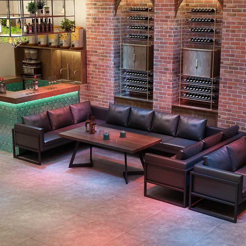 工业风酒吧清吧卡座沙发咖啡店题西餐厅音乐餐吧小酒馆桌椅