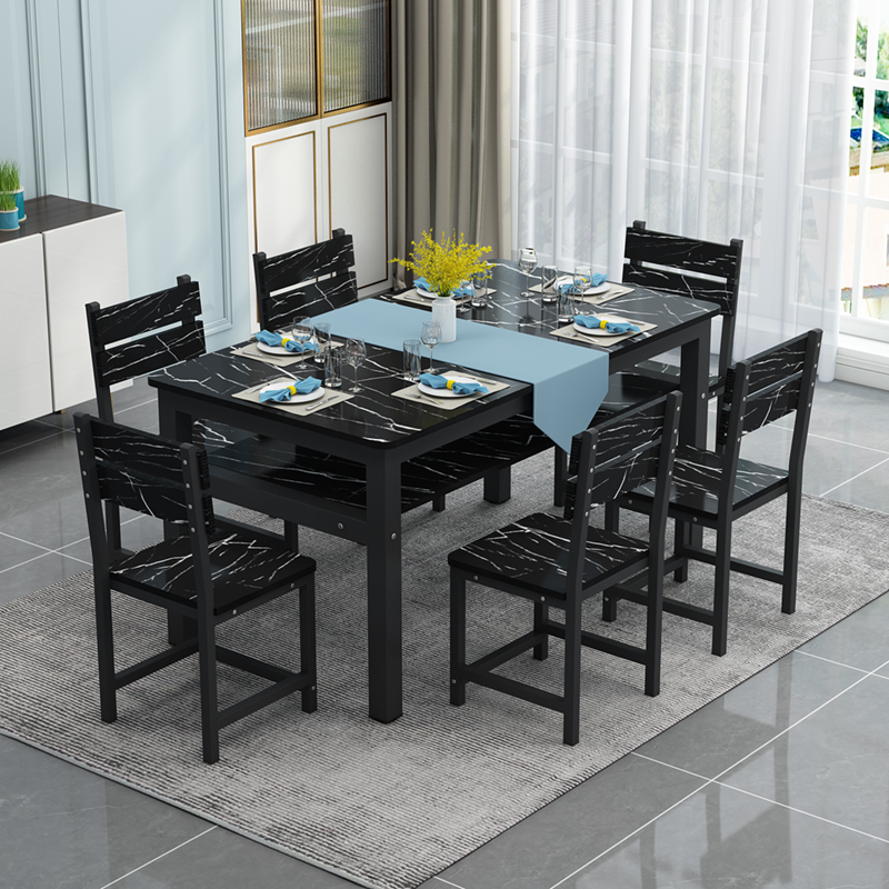 长方形餐桌双层时尚小桌子现代家用小户型饭桌4人6人方形餐台餐桌