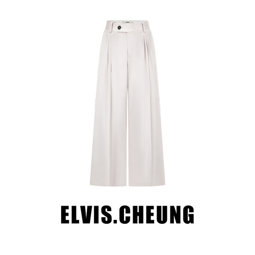 ELVIS.CHEUNG春夏新品气质丝麻多褶阔腿裤舒适透气休闲长裤