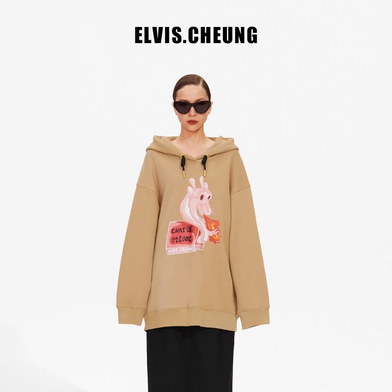 ELVIS.CHEUNG设计师财运兴龙潮流龙年宽松连帽套头卫衣女