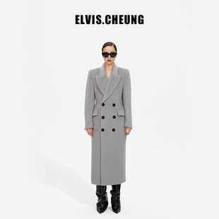 ELVIS.CHEUNG秋冬新品 羊毛毛呢外套 苏力羊驼毛郁金香大衣修身