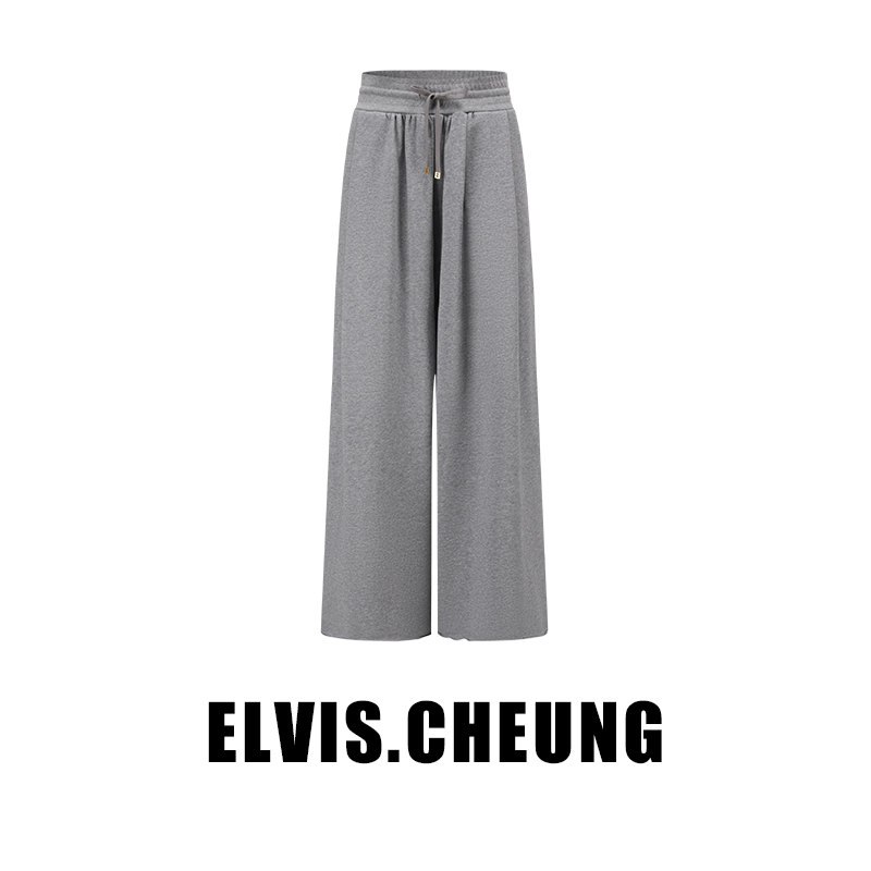 ELVIS.CHEUNG秋季新品原创设计针织高腰橡筋抽绳休闲卫裤通勤女
