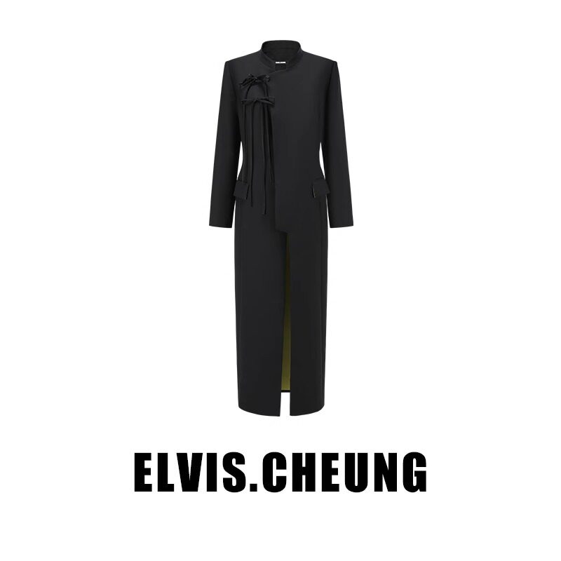 ELVIS.CHEUNG春夏新品开运新中式领羊毛精纺郁金香长西装西服