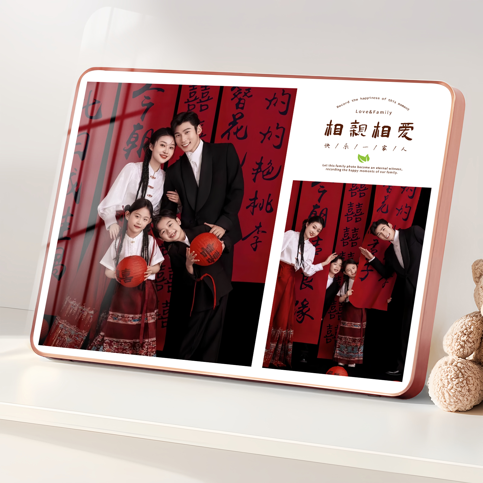 定制相框摆台全家福水晶宫格摆件