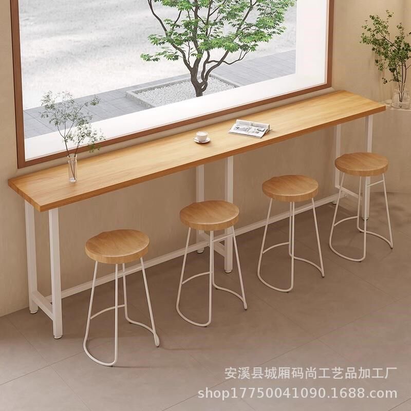 实木吧台桌阳台靠墙脚长条桌咖啡厅酒吧奶茶店桌椅