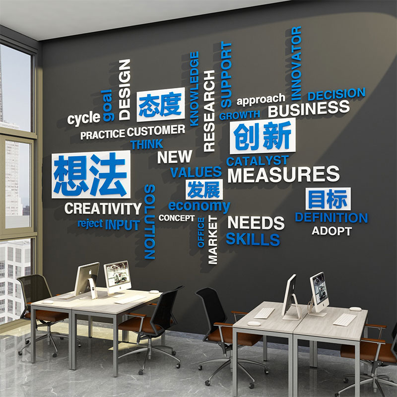 公司体办公室饰画氛围布置级企业励志标语墙背景