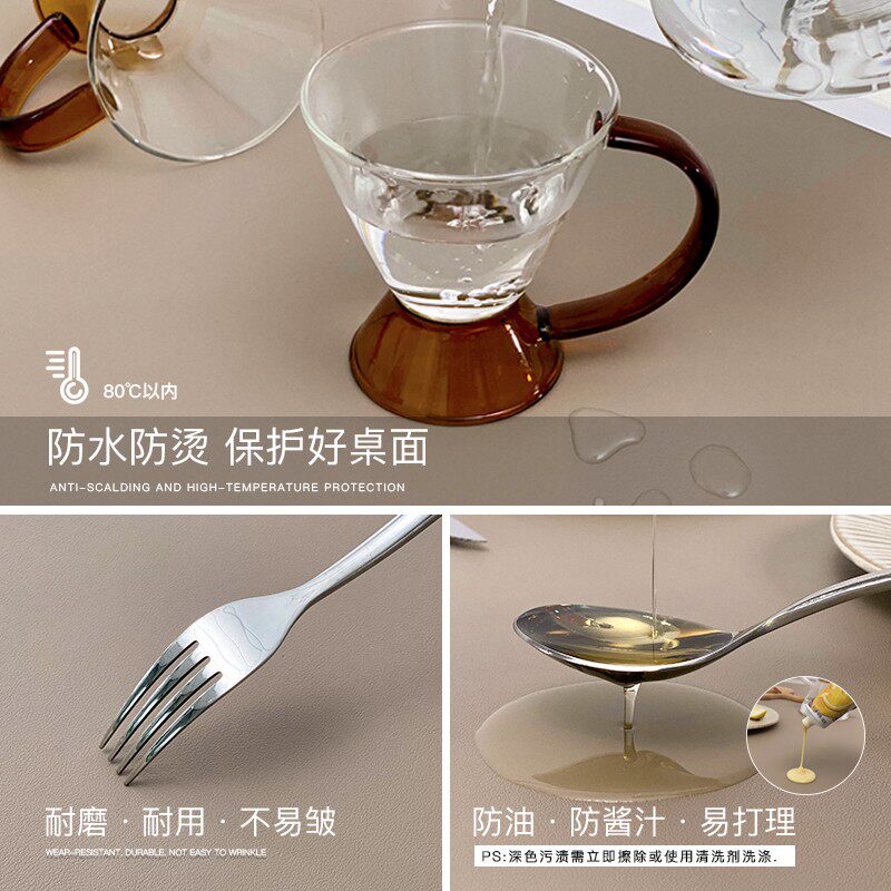 圆桌桌垫防水防油免洗日系风茶几桌餐桌布级感防烫皮革桌垫