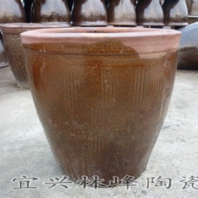 #陶瓷小缸 粗陶水缸 腌菜缸 斤水容量红釉瓦缸