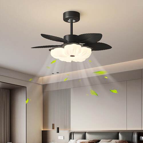 全光谱护眼风扇灯餐厅复古吸顶中古风奶油家用LED吊扇灯中山灯具