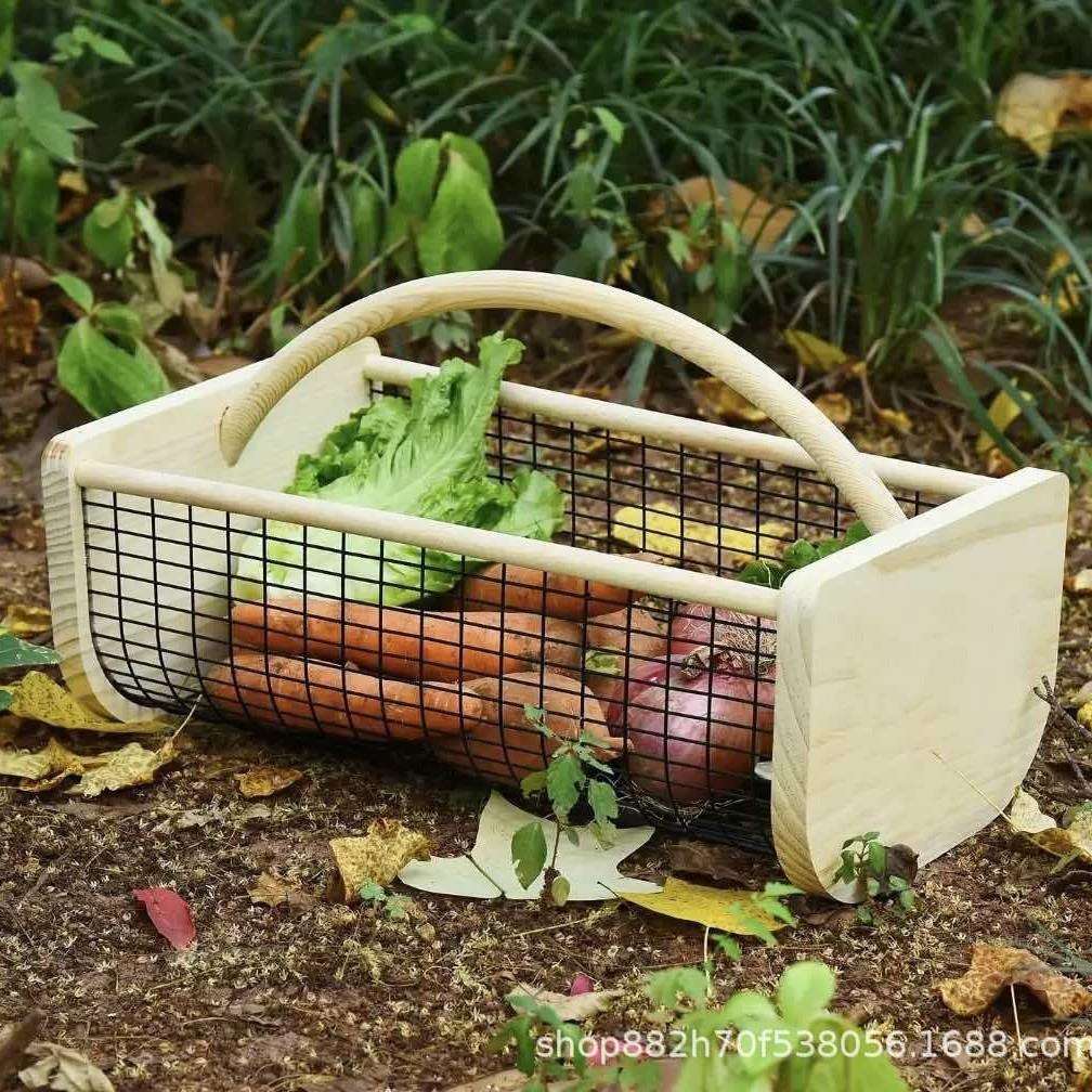 铁艺结合收纳筐家居杂物整理筐厨房蔬菜水果收纳篮蔬菜筐水果筐