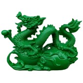 实木绿色龙木质生肖青龙木头雕刻辰龙纯木整料车载工艺品