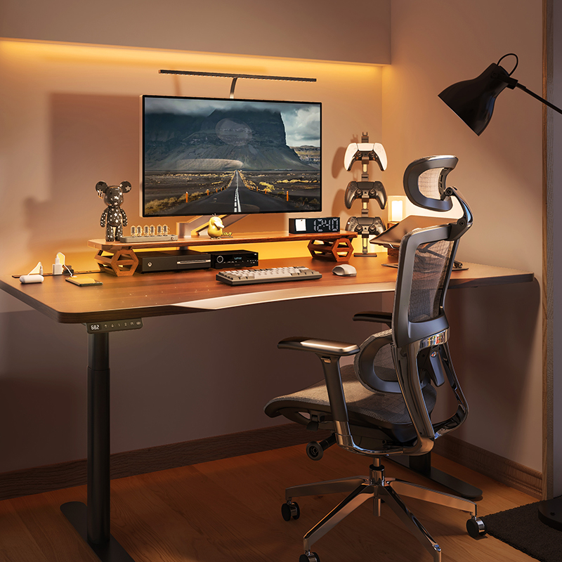 爱特屋 实木电动升降桌办公工作台智能电脑桌电竞桌书桌可订制