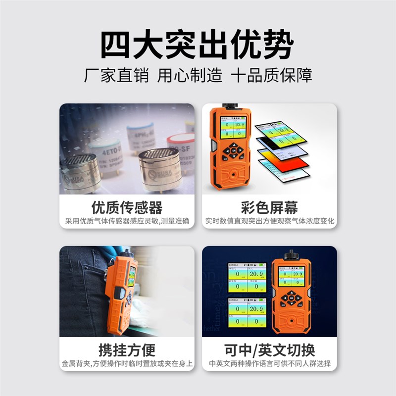 泵吸式丙烯气体检测仪便携式有毒有害有限空间C3H6浓度探测报警器
