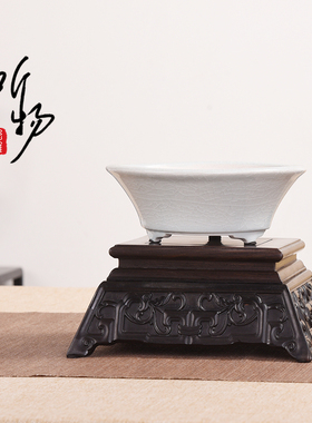 紫光檀正方印章玉石瓶底座盆景茶壶新实木加架红木