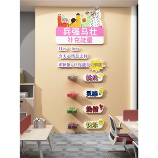 糖果办公室墙面装 饰企业文化公司茶水间背景布置纸心情能量补给站