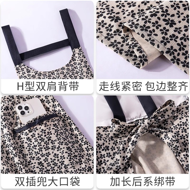 复古中式围裙家用做饭厨房清洁摆摊上班工作服防油污罩衣国风时尚