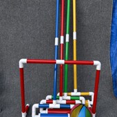 赶小猪趣味游戏道具撑杆推球滚轮小推车感统训练儿童自制