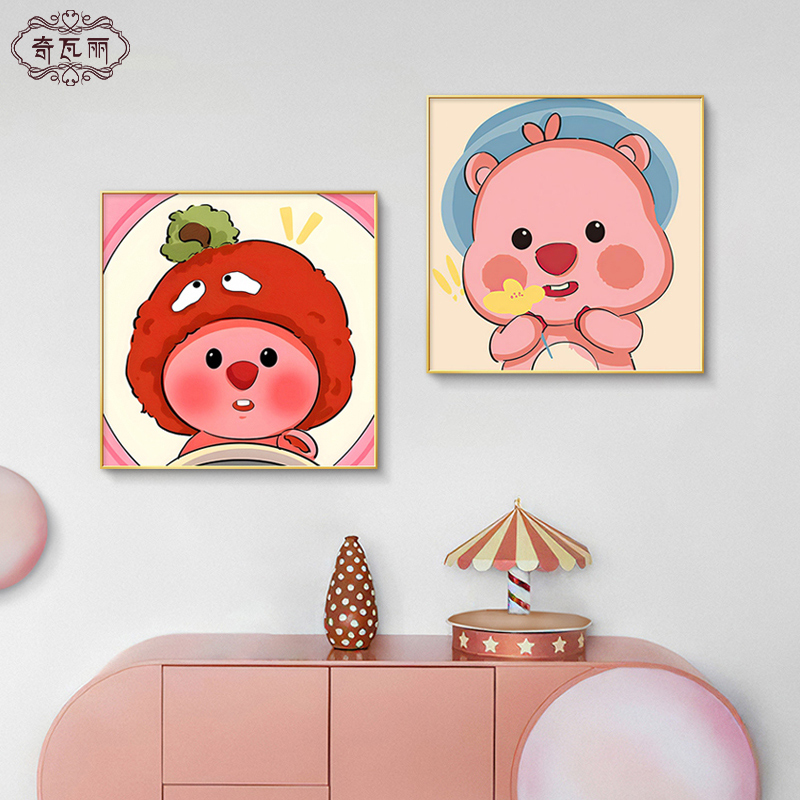可爱loopy露比儿童房装饰画女孩房床头挂画卧室房间布置卡通壁画图片