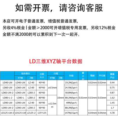 XYZ轴位移平台三轴手动升降工作台光学微调移动滑台LD40/60/125-2