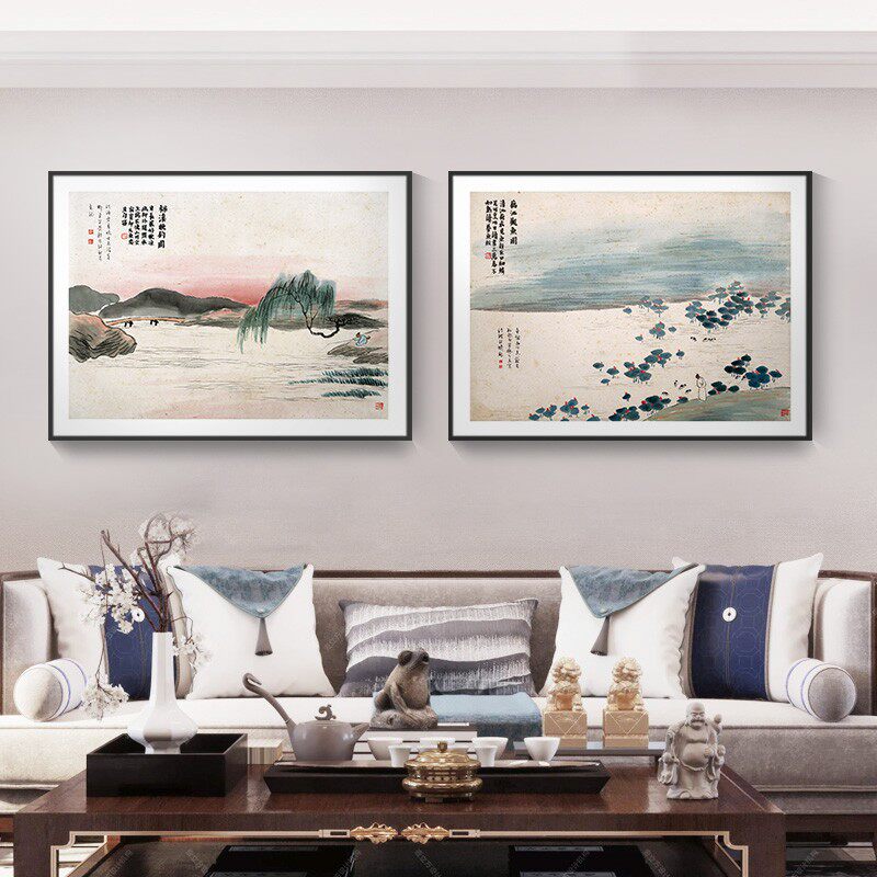 齐白石装饰画新书房茶室挂画二十四景图客厅国画风景壁画,家居饰品,现代装饰画,淘宝优惠券,粉丝福利购,淘宝优惠卷