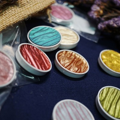 杂物堆 Fin手工珠光固体颜料 水彩 限定色装