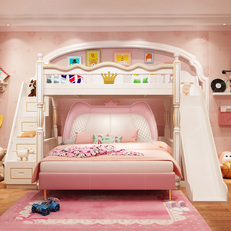 上下铺高低床带书桌一体床女孩公床交错式儿童家具装,住宅家具,高低/子母床,淘宝优惠券,粉丝福利购,淘宝优惠卷