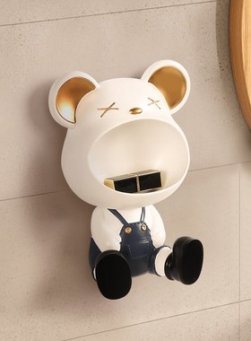 暴力熊钥匙收纳摆件入户进门玄关挂架挂钩多功能免打孔墙壁挂装饰