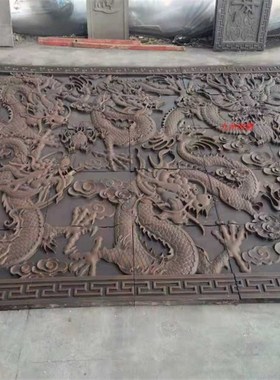 仿古青砖雕刻影壁墙装饰浮雕定制砖雕古建机制砖雕影壁定制九龙壁