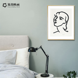 mtie 饰画黑白极简线条海报人像挂画 亨利马蒂斯线描人物装