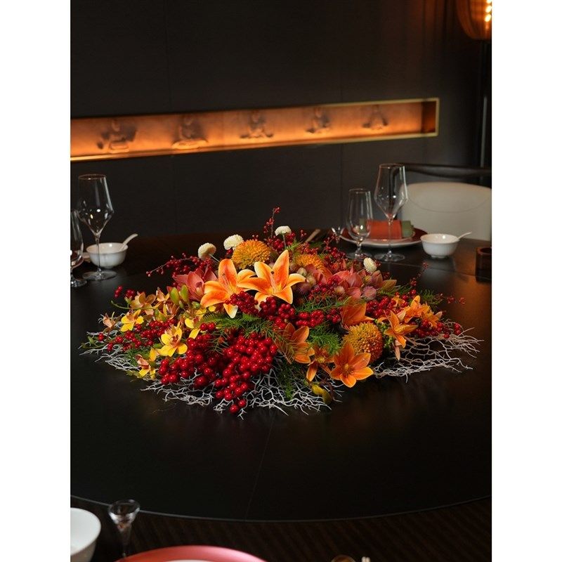 酒店大圆桌摆新艺包厢餐桌中心仿真装饰假,家居饰品,餐桌花艺,淘宝优惠券,粉丝福利购,淘宝优惠卷