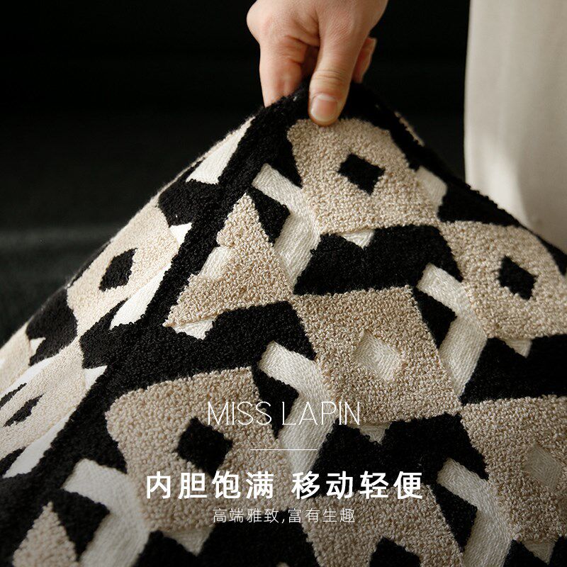 玫瑰方砖中古刺绣红棕黑立体绣摩洛哥拆洗蒲团坐墩