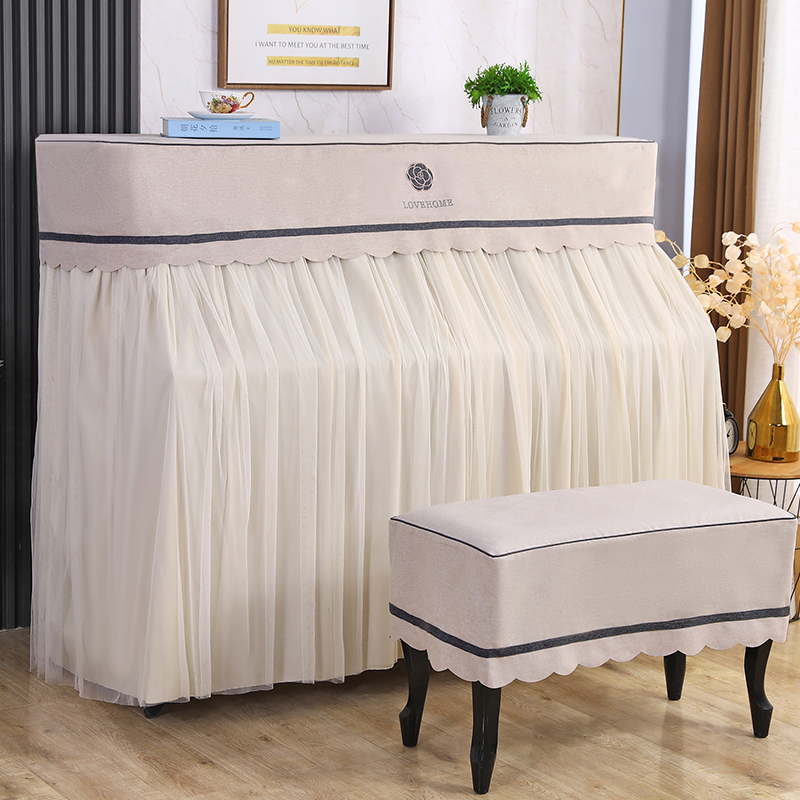 钢琴罩全罩2023新款高档加厚琴凳盖布欧式简约时尚大气蕾丝防尘套