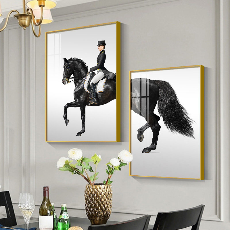 骑士装饰画马的挂画客厅沙发背景墙壁画书房创意二联壁画骑马马术,家居饰品,现代装饰画,淘宝优惠券,粉丝福利购,淘宝优惠卷