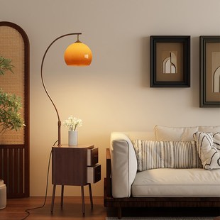 中古b风落地灯客厅卧室轻奢高级沙发旁边几床头柜复古台灯一 法式