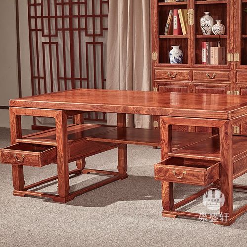 崇盛轩红木家具刺猬紫檀明式大板办公桌实木梨木办公台书桌书台