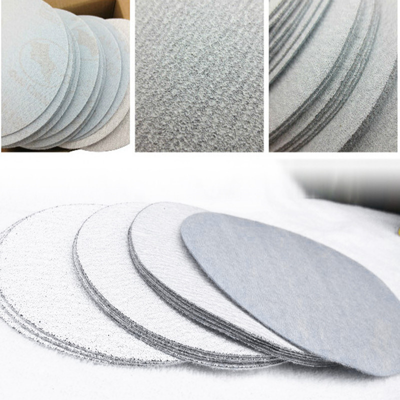 5寸寸寸金牛植绒圆盘砂纸背绒干磨木材漆白色拉绒抛光打磨粘片