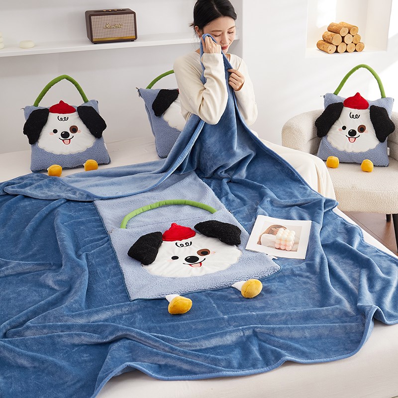 两用抱枕毯四季通用可爱加厚二合车载靠垫背办公室午睡可折叠毛毯