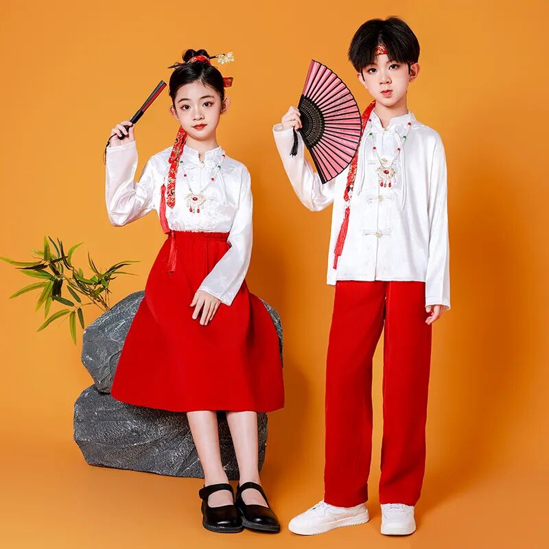 国庆儿童合唱服中小学生国风运动会班服诗歌朗诵演出服新中式汉服