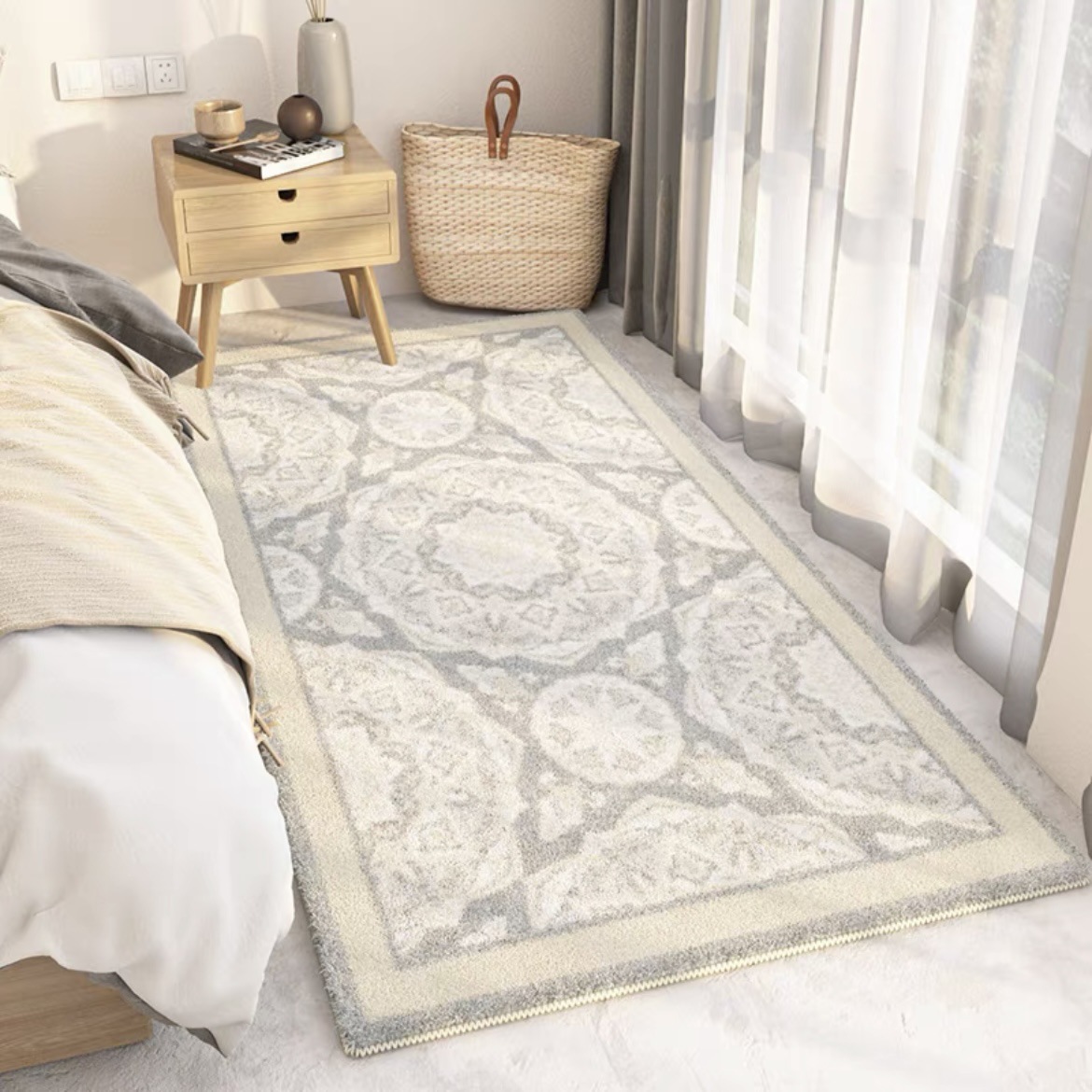 客厅地毯家用轻奢仿羊绒加厚沙发茶几地毯卧室大面积防滑地垫
