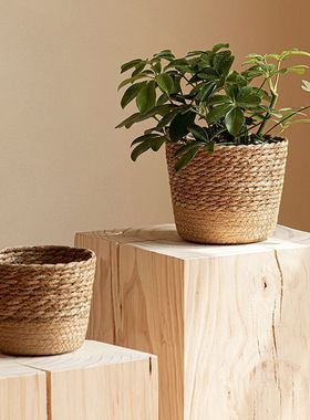 欧式天然海草编织花盆藤编植物绿植伴娘家居装饰花器花篮收纳筐