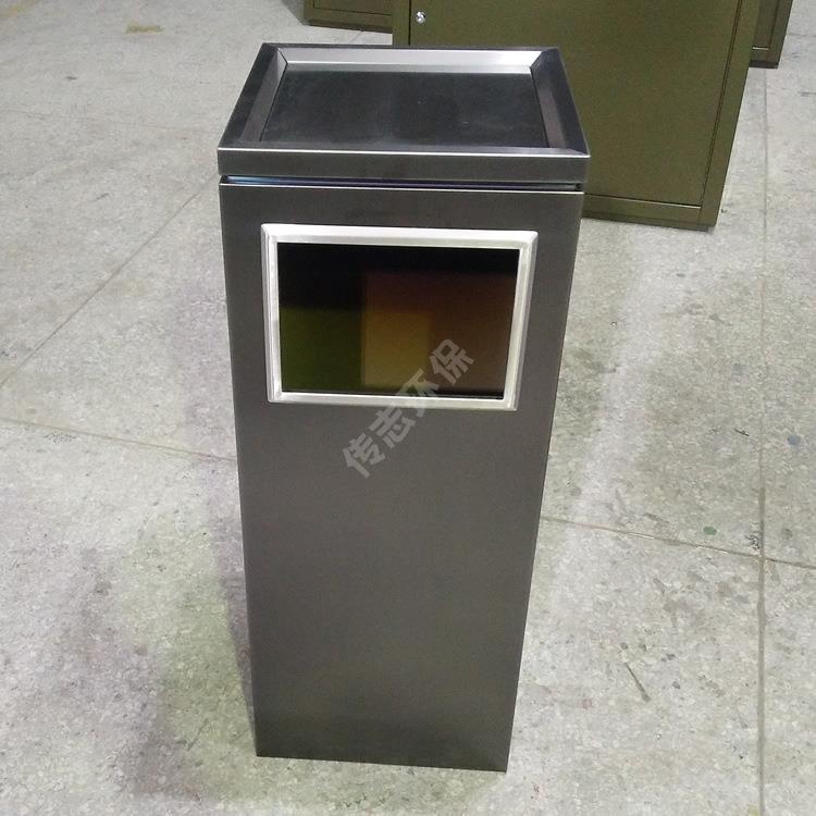 室内方形不锈钢垃圾桶酒店电镀黑钛果皮箱厂家电梯口金属垃圾箱