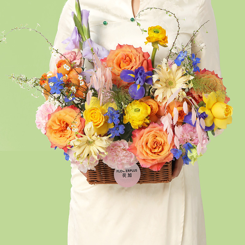 手提花篮鲜花速递玫瑰花束同城送花送女友生日礼物北京上海配送