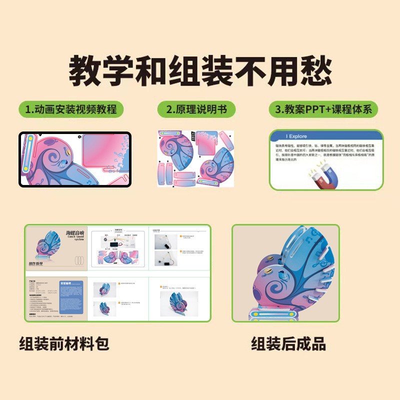 儿童STEM益智科教玩具科技小制作小发明手工材料包 DIY海螺音响