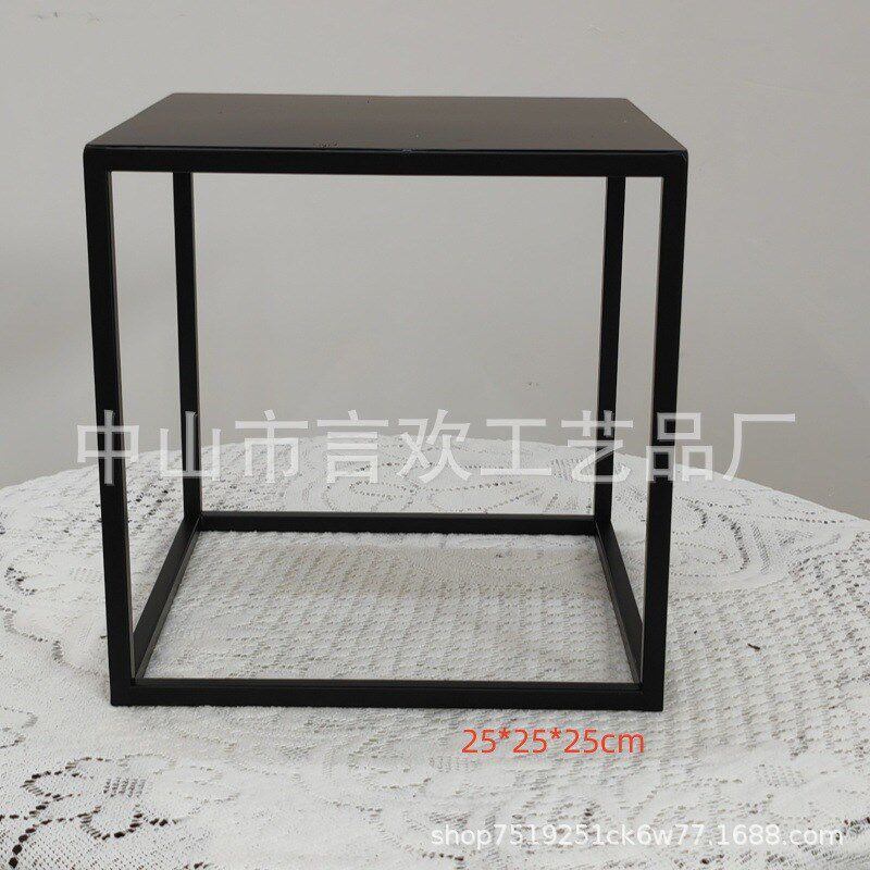 婚庆道具黑色几何方框路引铁艺立体摆件婚礼装饰迎宾区布置新款花