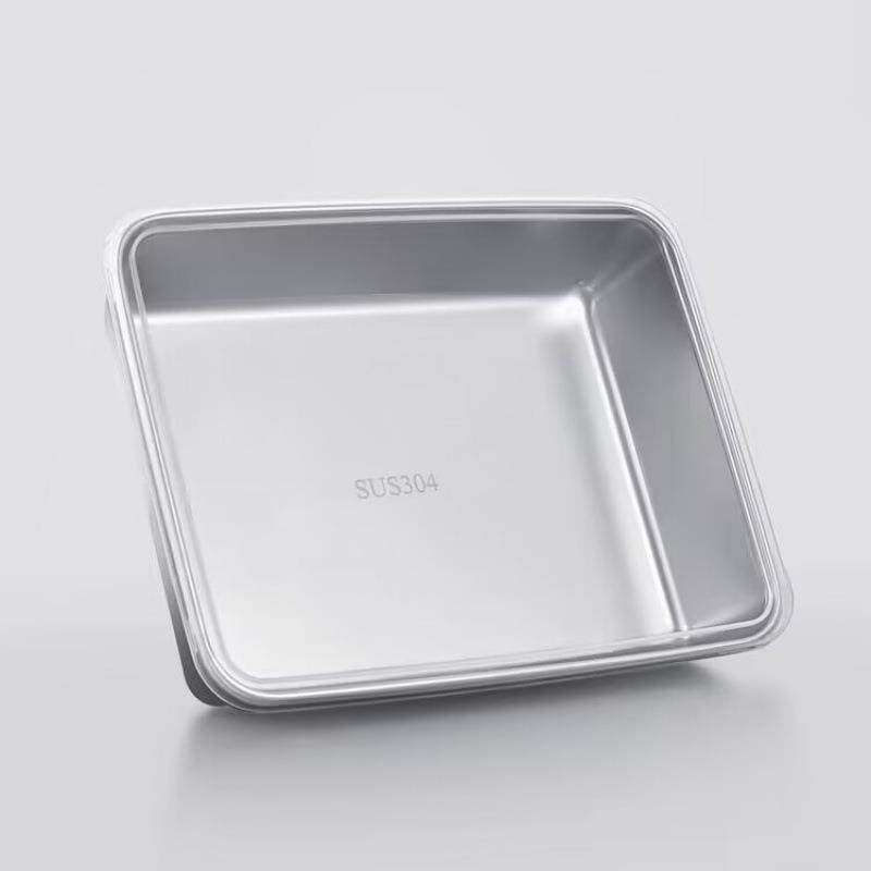 304不锈钢保鲜盒带盖方盘冰箱收纳盒盘子野餐盒饺子方盒冷冻冷藏