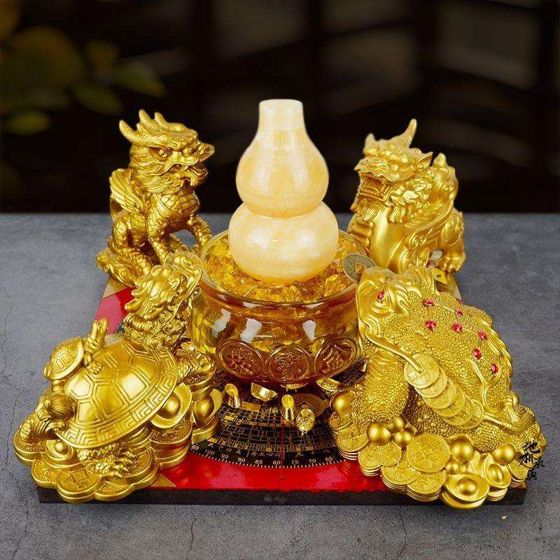 聚财阵葫芦龙龟金蟾貔貅麒麟双罗盘聚宝盆招财家居店铺办公室摆件