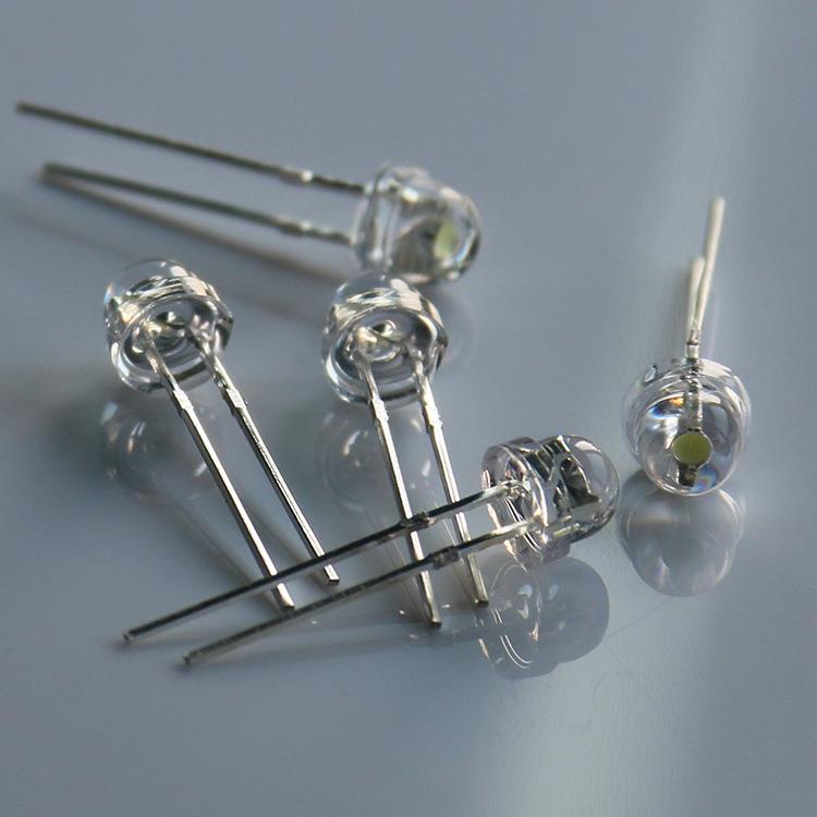 8MM草帽白光led白色灯珠直插发光二极管8MM草帽白光短脚三安芯片