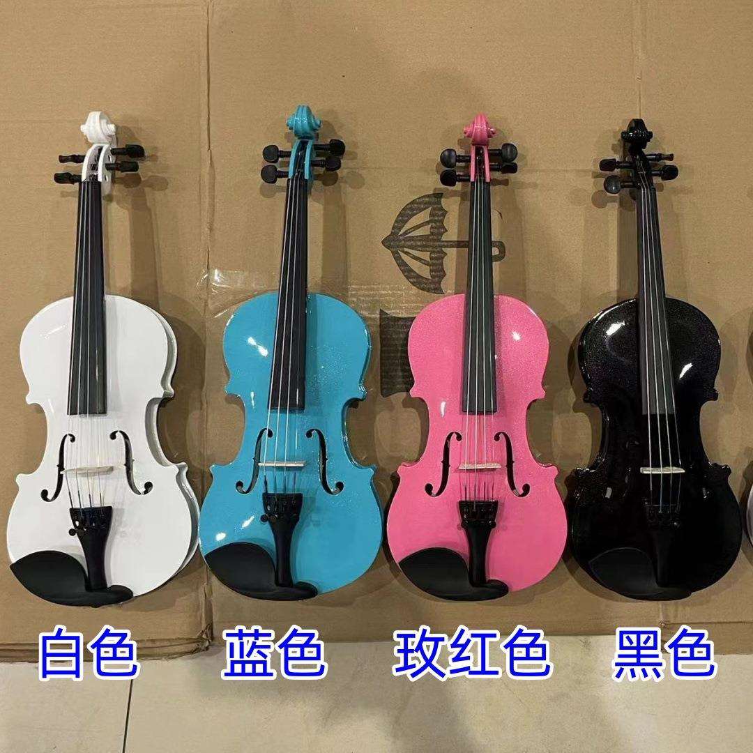 初学成人儿童练习演奏表演装饰橱柜假拉彩色小提琴裸琴拍摄紫黑白