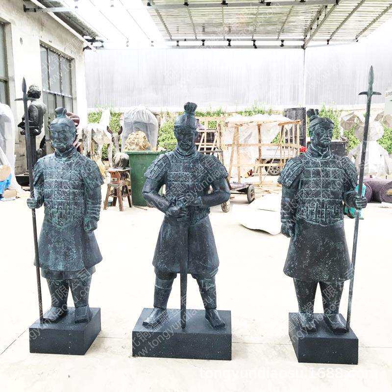 大型铸铜兵马俑雕塑 景观雕塑仿古青铜人物铜雕秦始皇陵士兵雕塑