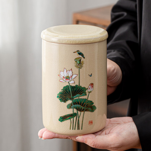 中式哥窑茶叶罐精品高档茶仓